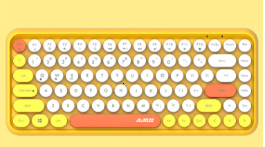 JellyComb Bluetooth Tastatur retro Runde Keycap Kunststoff Tafel Bunte Grenze WaterproofMobile Telefon Tastatur: Gold  Bluetooth 