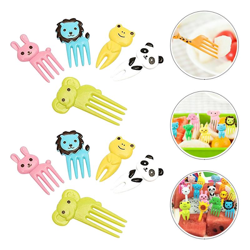 20 stuks cartoon mini bento vorkjes, fruitprikkers, fruit vorkjes, wegwerp dessert vorkjes voor kinderen, voedselbenodigdheden (willekeurige kleur)