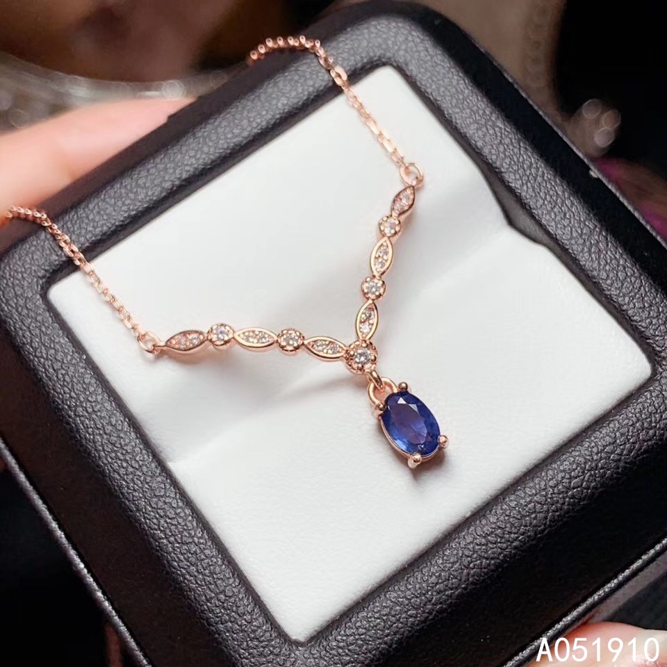 KJJEAXCMY boutique jewelry 925 sterling silver inlaid Natural sapphire Women's pendant necklace supports detection popular