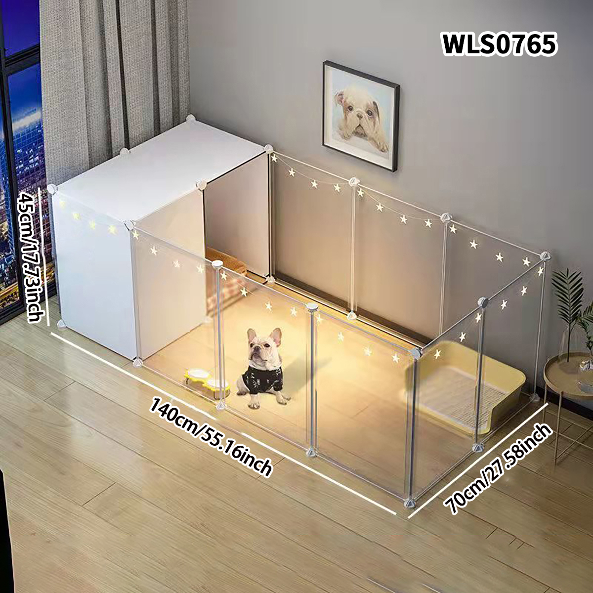 Valla para mascotas, puerta de aislamiento para perros, jaula para perros, barandilla de hierro para perros de tamaño pequeño, Perrera interior de peluche, valla para el hogar, jaula para perros: Verde claro