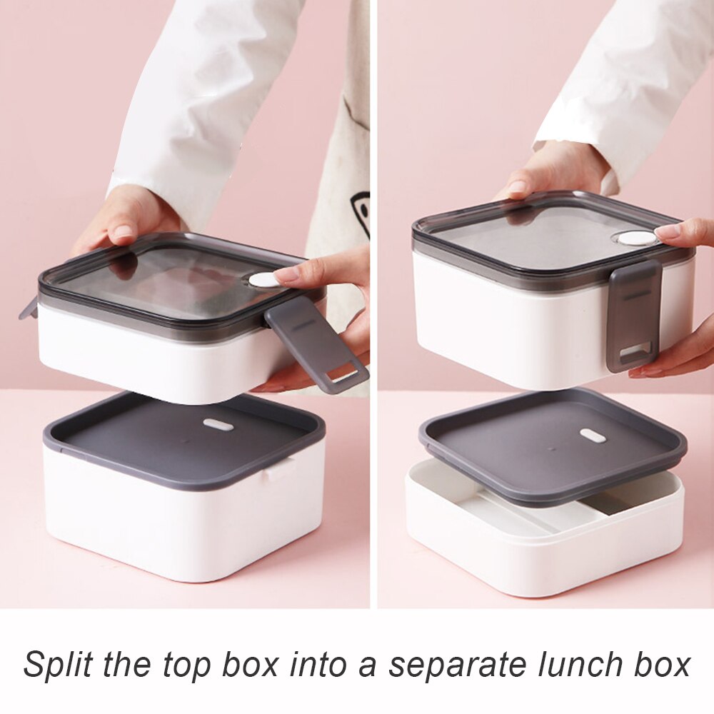 500-1100ml Portable 2 Layer Healthy Lunch Box Food Container Microwave Oven Lunch Bento Boxes With Cutlery