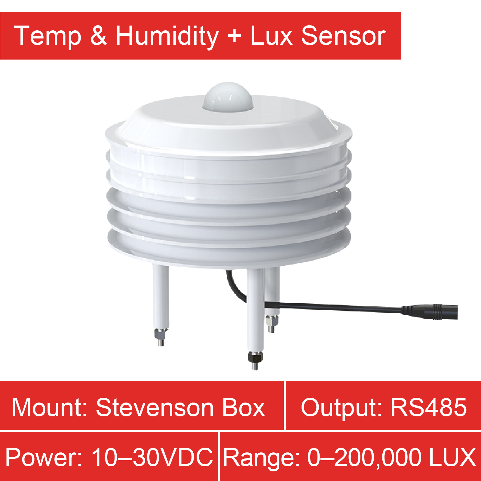 Ceiling Mounted Ambient Light Sensor High Accuracy Lux Meter with Temperature and Humidity for Environmental Monitoring: GRAY