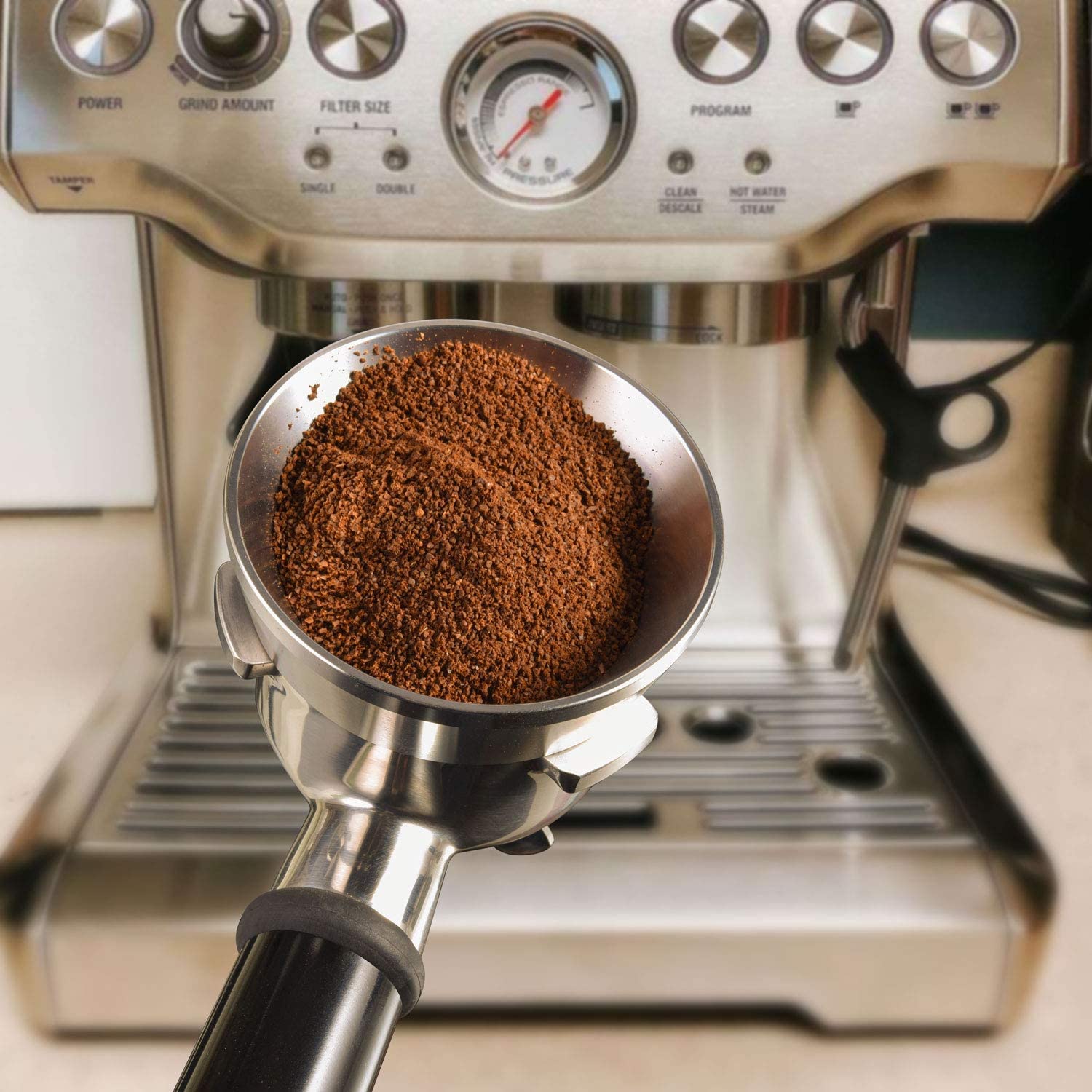 54/51/58mm espressodosertrakt, kaffedoseringsring i rustfritt stål kompatibel med 54mm breville-portafilter