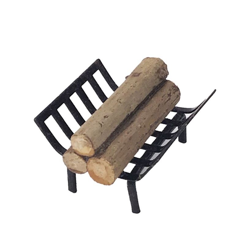 1/12 Dollhouse Miniature Furniture Metal Rack with Firewood for Fireplace Living Room Decor Collection QX2D
