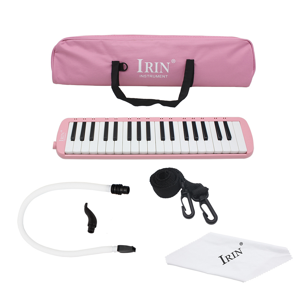 Teclado de Piano melódica de 37 teclas, instrumento Musical estilo armónica, órgano bucal con bolsa de transporte, boquilla, educativos: Rosa