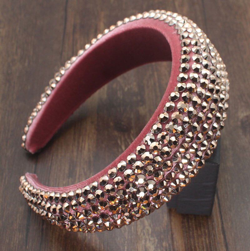 Fairland Luxury Baroque Color Full Crystal Rhinestone Beads Headhoop Star Sparkly Exaggerated Sponge Women Party Dance Headband: red 2