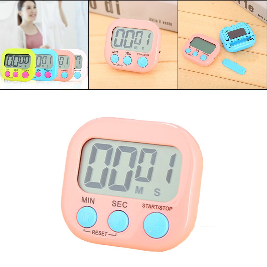 Digital Kitchen Timer Count Up Clear Big Digits for Cooking Sports: pink