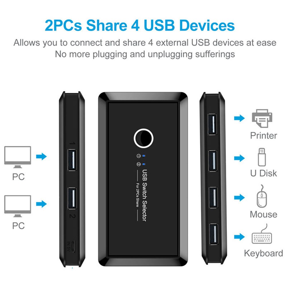 2 stuks delen 4 usb-apparaten usb 2.0 randapparatuur delen schakelaar selector reserve computer interface connector delen schakelaar