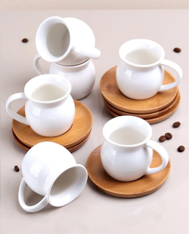 Hvidt kaffestel kaffestel espressokop te kop porcelæn catering ben kaffekop drikkegrej dekorativt køkkenredskab