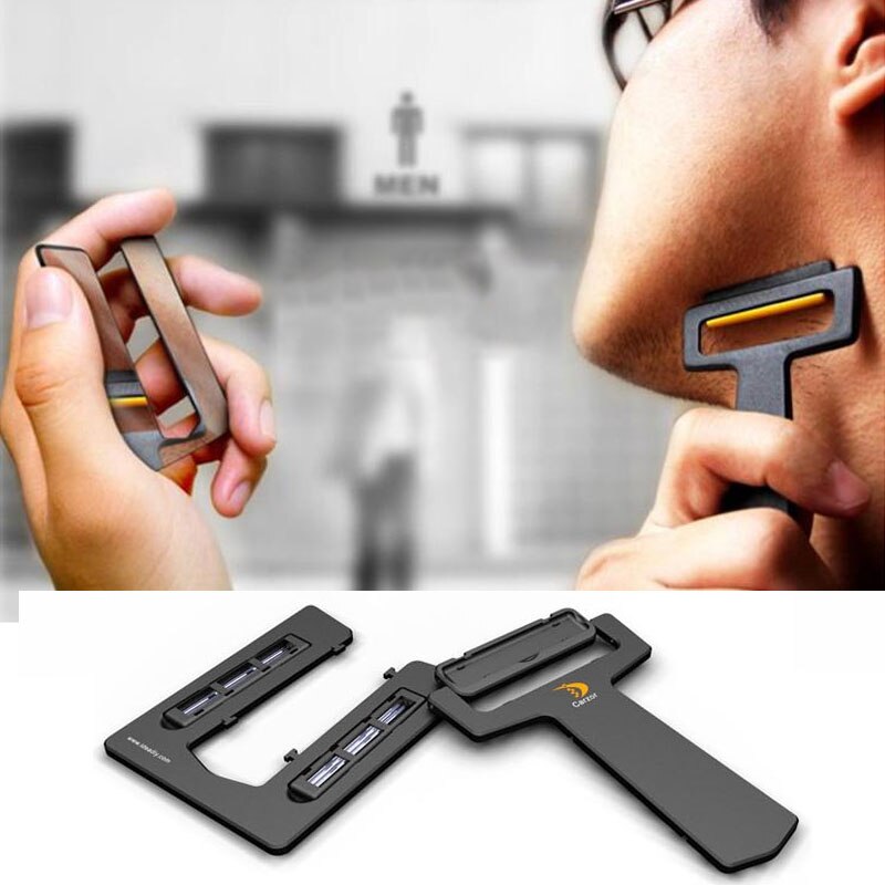 Outdoor Ultra-Portable Card Shaver Pocket Razor Scheermes Met Spiegel & Blades Voor &