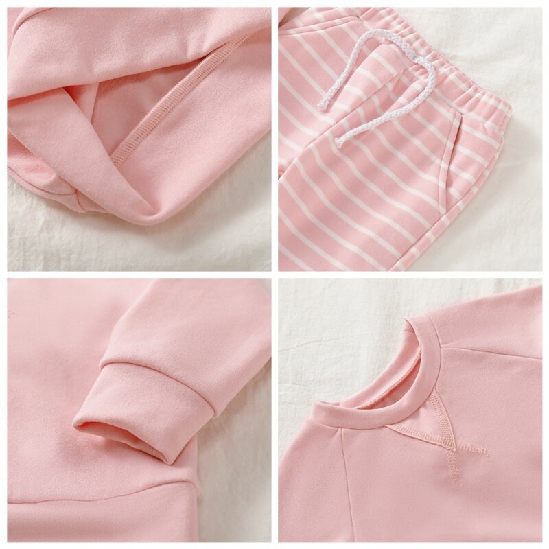 Baby baby piger drenge langærmet bluse stribet mønster bukser pyjamas nattøj sæt