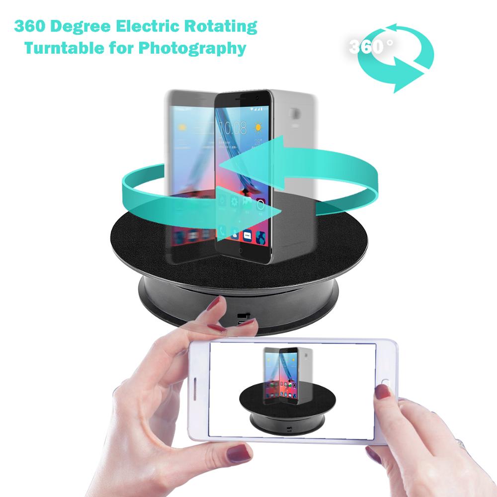 360 Degree Electric Rotating Jewelry Display Stand Motorized Rotary Turntable Stand Base for Photography USB/Battery Powered