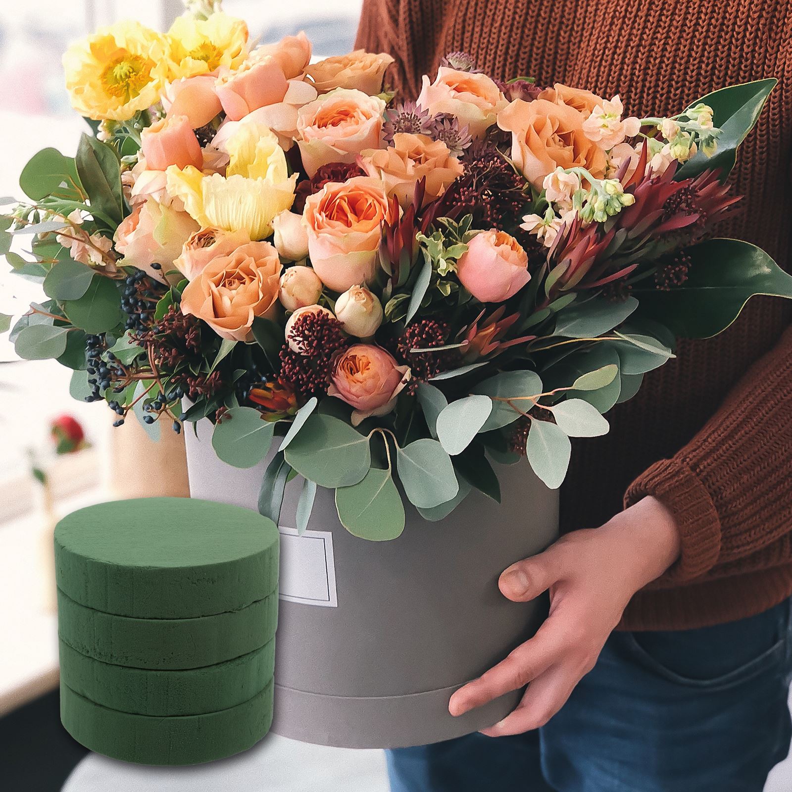 4/6/8/12 Stuks Decor Bloemen Schuim Bloemen Spons Blok Bloem Modder Ronde Klei Diy ambachtelijke Vaas Bloemstuk Vers Houden Houder