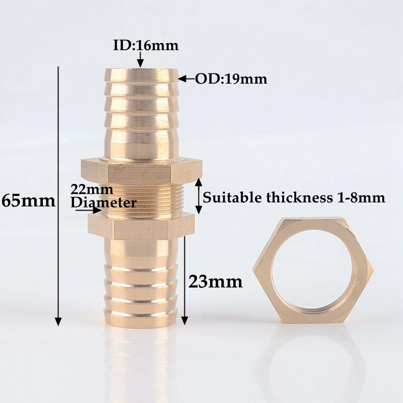 1~10pcs 6-25mm Copper Straight Connectors Hex Nut Irrigation System Aquarium Adapter Water Tank Hose Joint Air Pump Pipe Fitting: 1Pc / 19mm