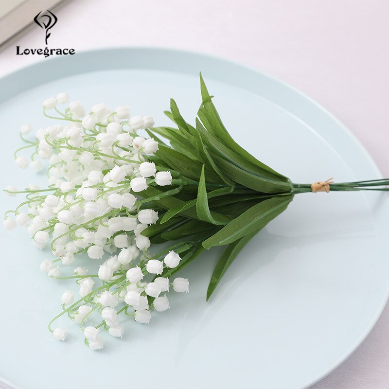 30 hoder plast dal lilje brud bukett liten haug hvit lilje bryllup dekor hjemme vase dekorativ blomsterpotte kunstig blomst