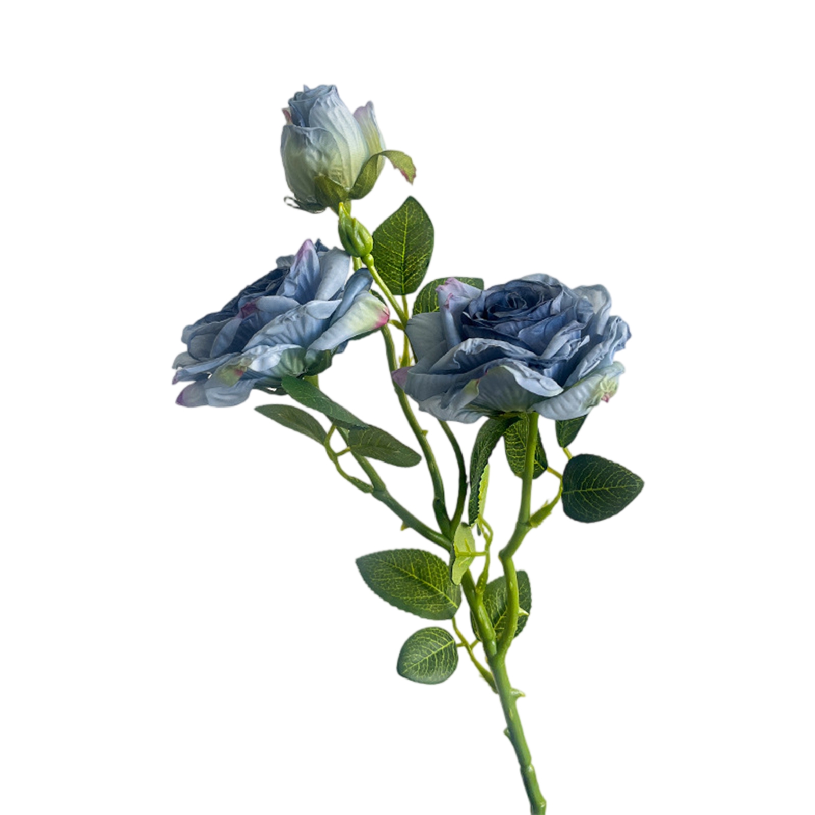 Künstliche Rosenstammblumen mit 3-Blüzehn, Hochzeit und Veranstaltung, dekoratives Zubehör, Weihnachten, Zuhause, DIY, Dekoration, Requisiten, Party: Blau