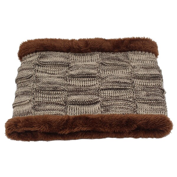 AETRUE Winter Men Scarf Ring Winter Scarves For Men Women Warp Thick Collar Neck Snood Shawl Plaid Warm Fur Soft Male Scarves: khaki