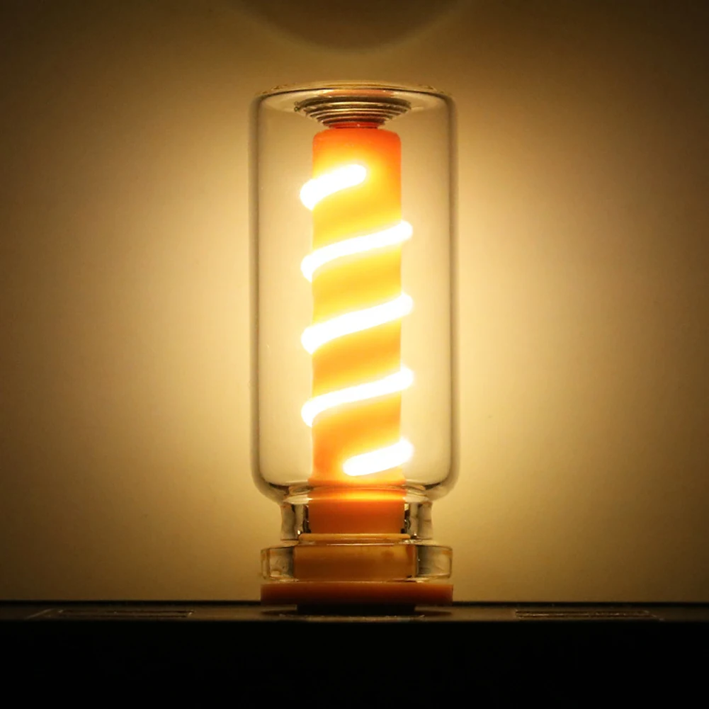 Bombilla LED USB con filamento en espiral para coche, bombillas LED Retro de 5V con atenuación táctil, luz nocturna de 1W, iluminación LED decorativa incandescente para acampar: 3000 K de oro