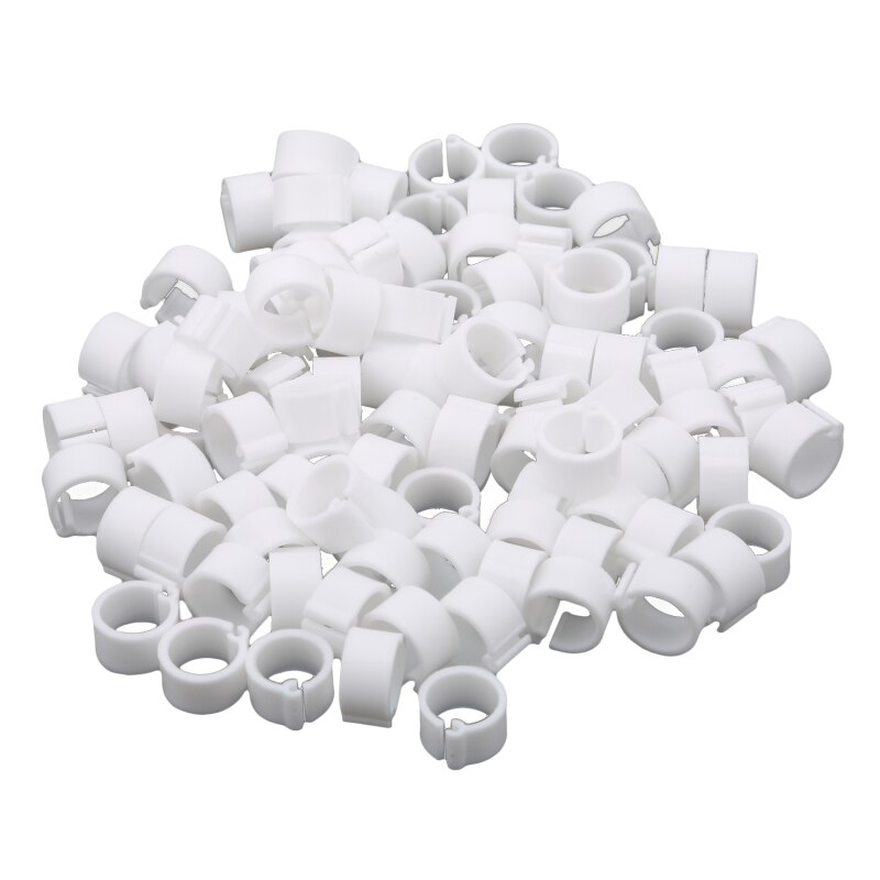 100 Stuks Vogels Voeten Ringen Binnendiameter 8Mm Breedte 7Mm Plastic Clip Ring Duif Duif Kwartel Voet Ring farm Animal Carrier: white