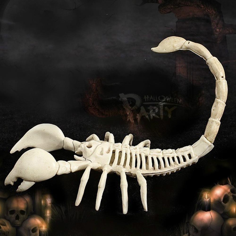 Esqueleto de escorpión movible para Halloween, esqueleto de Animal movible, mesa para ratón de murciélago de plástico, decoración de , juguetes de araña