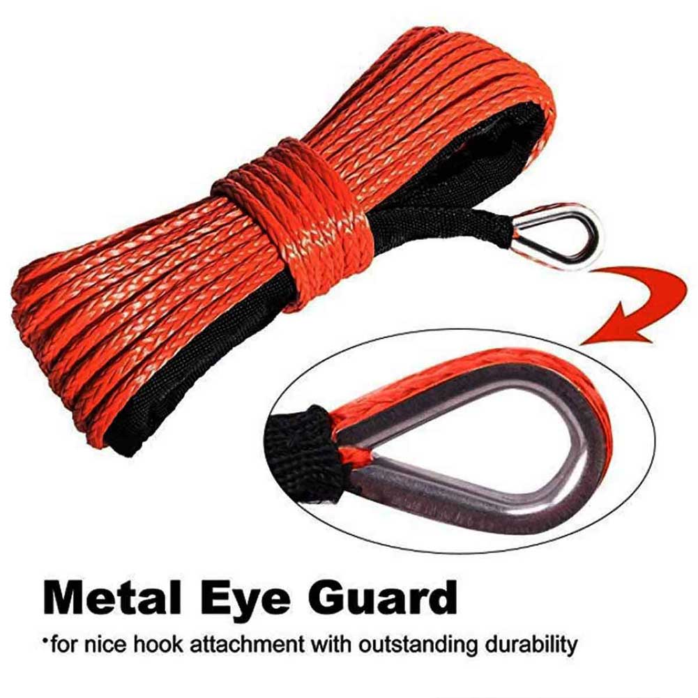 1/4''x50' Truck Boat Emergency Replacement Synthetic Winch Rope Outdoor Accessories Car Cable String Towing 12 Strand String