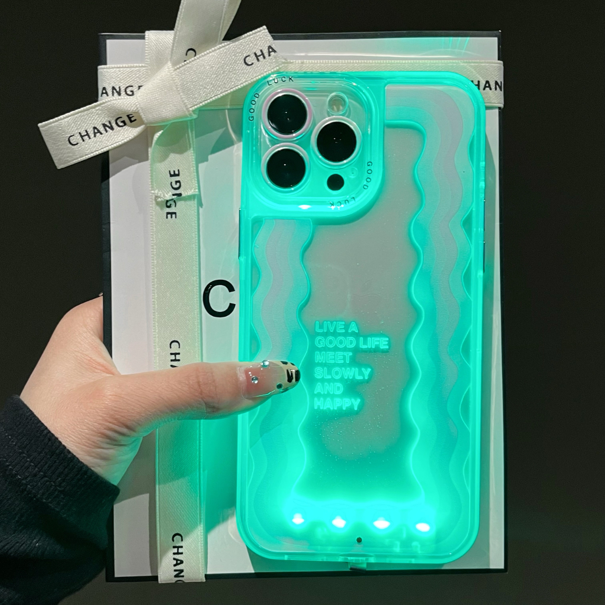 2025 5 couleurs appel lumineux éclairer Flash chanceux ondulé coque de téléphone pour iPhone 16 15 13 12 11 14 Pro Max Plus couverture antichoc