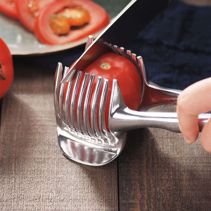 Keuken Gereedschap Helper Roestvrij Aardappel Snijmachine Tomaat Cutter Fruit Snijden Houder Slicer Koken Gereedschap Keuken Accessoires Gadgets