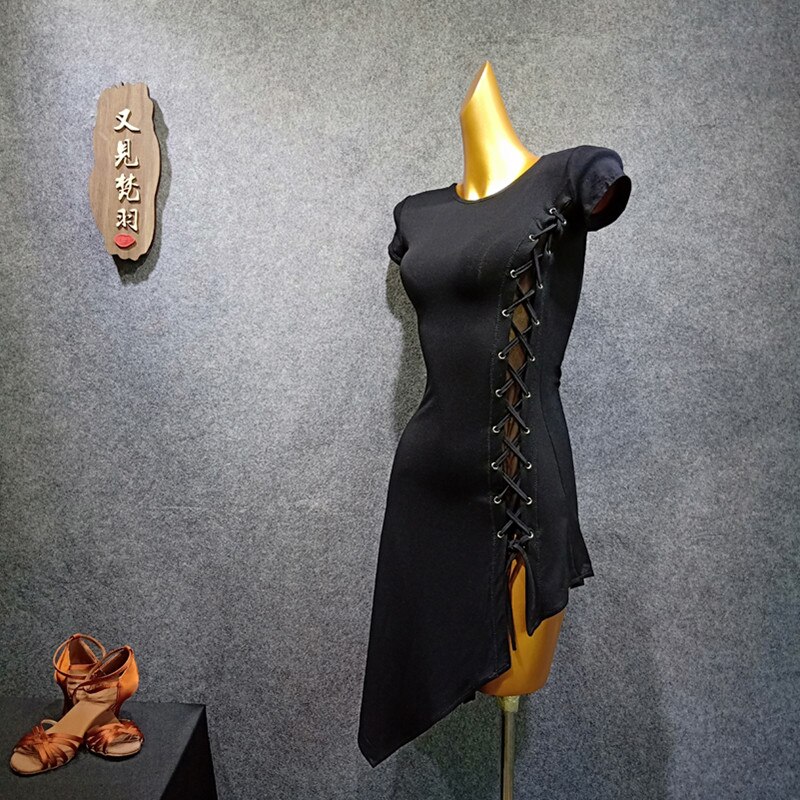 Latin Dance Clothes Female Adult Latin Dance Dress Summer Practice Clothes Black Green Tango Dress