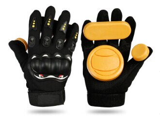 Deporte Longboard Downhill guantes deslizantes, guantes protectores guantes de Skateboard con Slider Puck: Beige