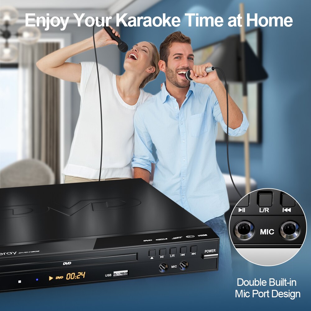 Lecteur DVD numérique/VCD pour la maison, Compact, avec écran LED, télécommande, Audio, HD 1080P, connexion TV
