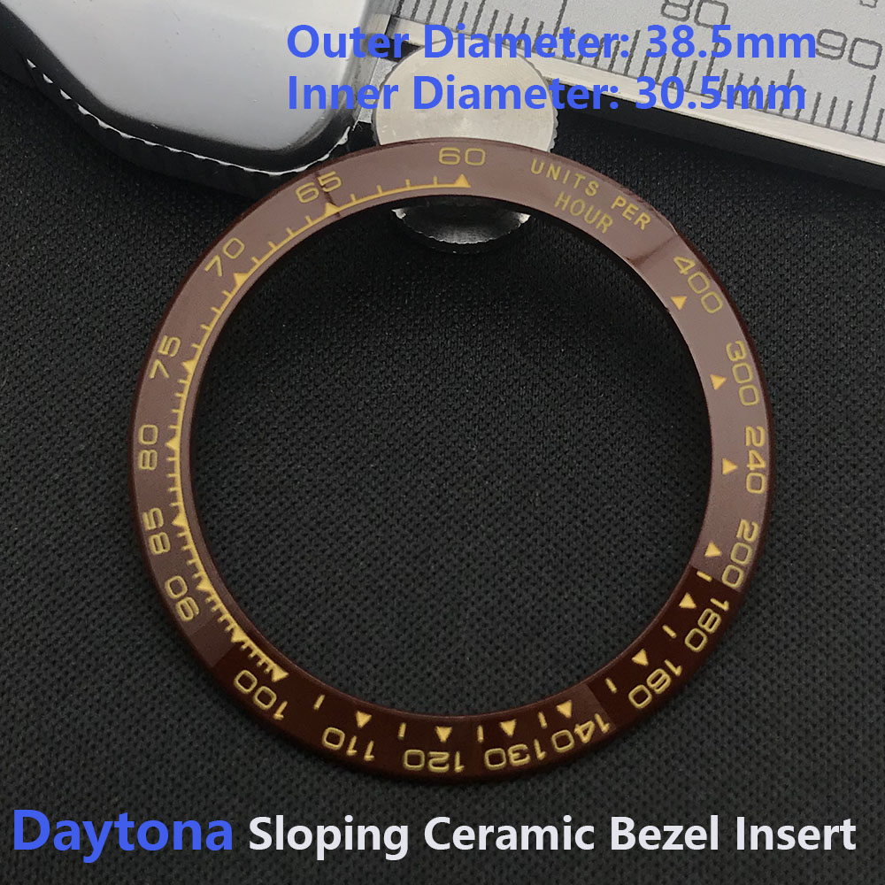 Insert de lunette en céramique incliné Daytona 38.5*30.5mm pour pièces de montre Daytona (non lumineuse: green