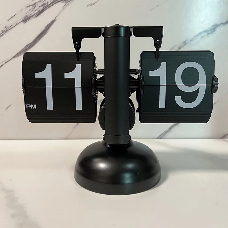 Reloj Digital con tapa Vintage, reloj de mesa con página abatible automática mecánica, reloj Digital con tapa para oficina, decoración del hogar,: Blanco