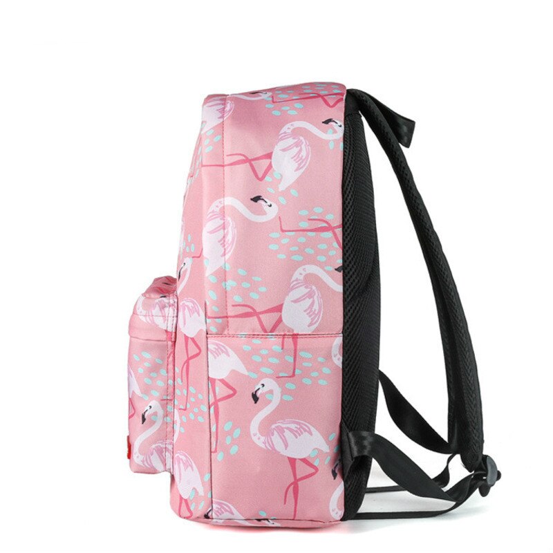 Børn skoletasker til piger pink flamingo trykte kvinder rygsæk stor nylon taske