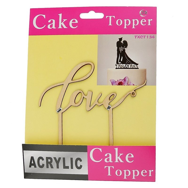 Houten Bruiloft Taart Benodigdheden Engels Letters Liefde Vormige Wedding Cakes Topper Voor Partij Decoratie