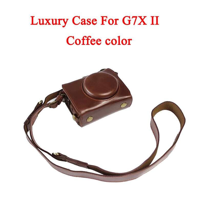 Pu Leather Camera Case Bag For Canon Powershot G7X mark 2 G7X II G7X2 G7XIII G7X III G7X Mark 3 luxury Camera Cover With Strap: Luxury G7XII  Coffee