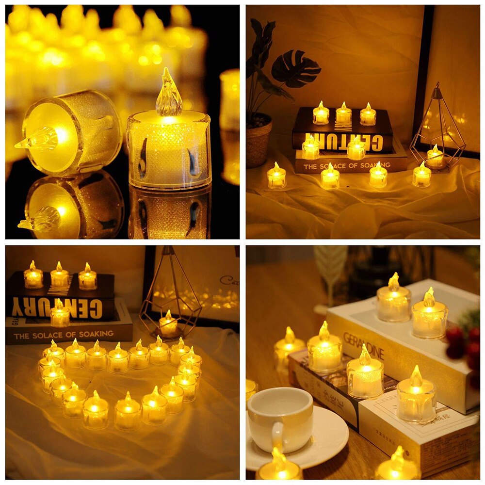 12Pcs LED Candle Lightings Electronic Battery Operated Candle Lights Flameless Flickering Candles Lamp Party Decor Candles Bulk