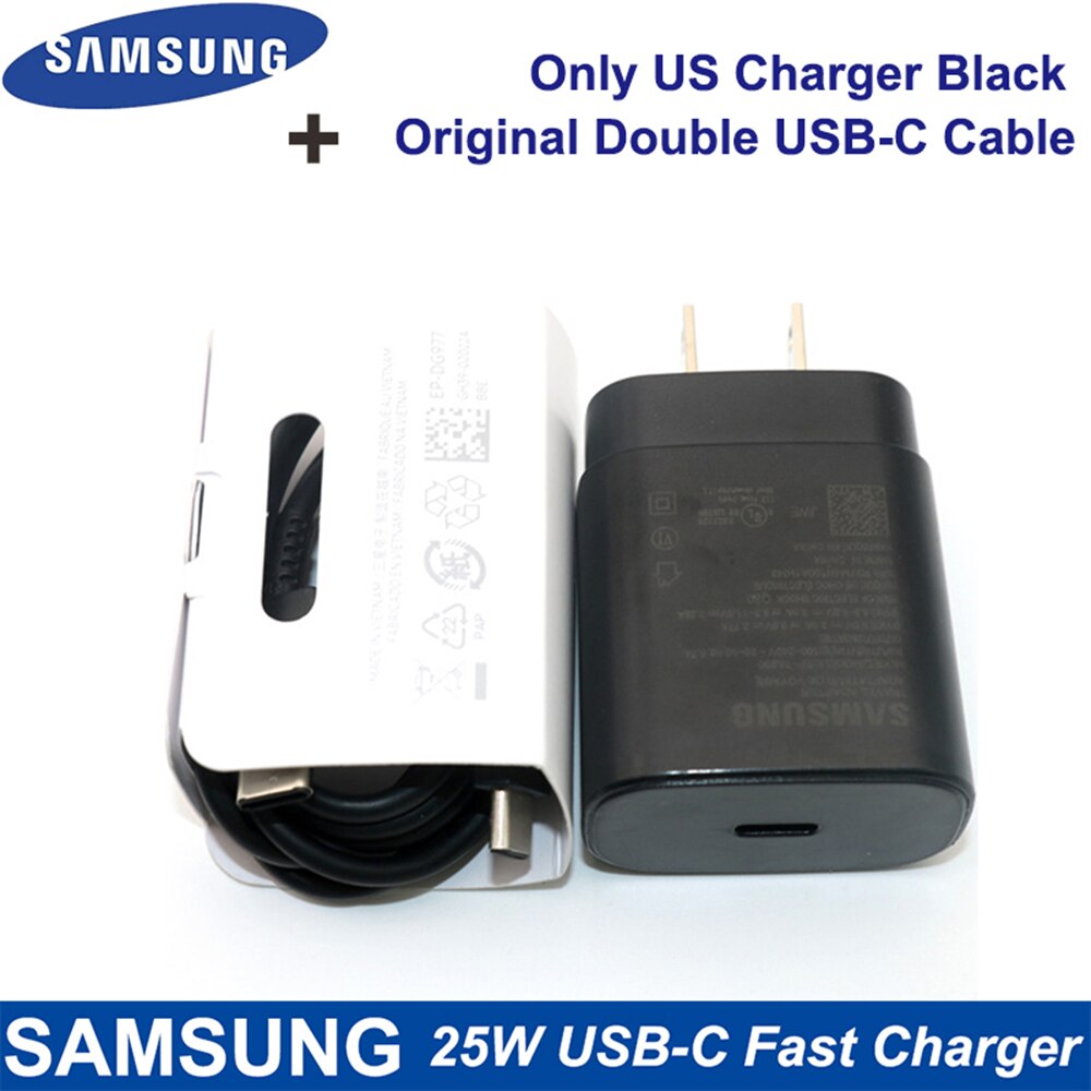 Original Samsung Note 20 Ultra 25W Charger Surper Fast Charge USB Type C Pd PPS Quick Charging For Galaxy Note 20 10 S21 S20 5G: Black US And Cable