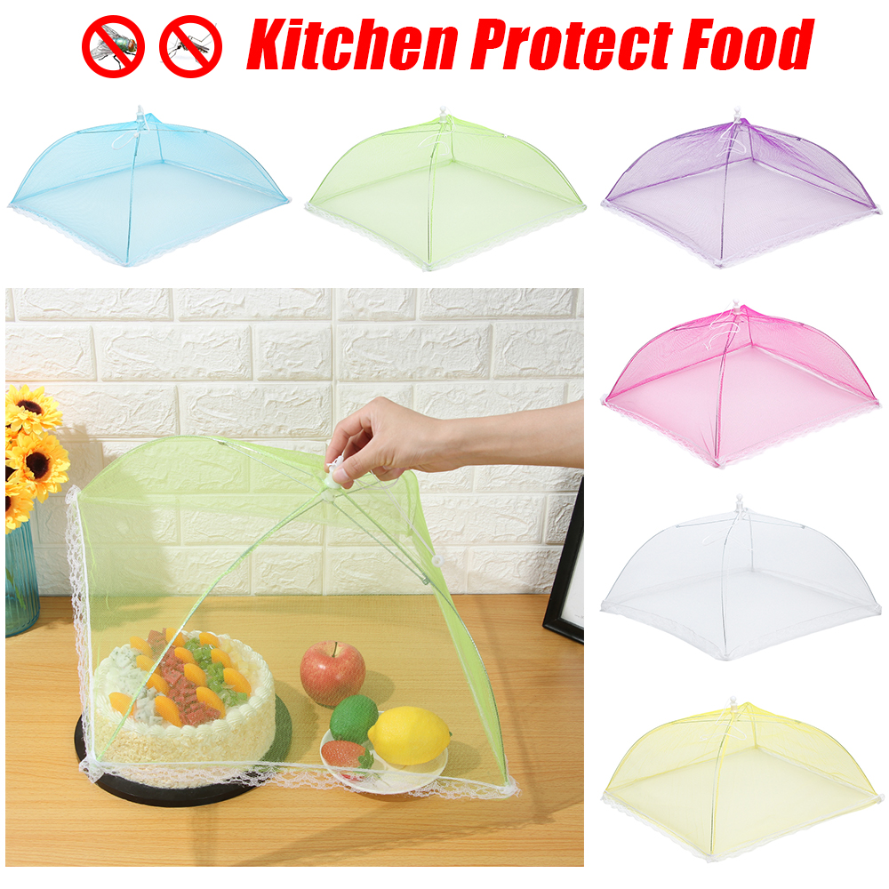 Multifunktionelt foldbart madskyggebetræk pop-up mesh køkkenbeskyttelse netværk anti flyvende insekter firkantet paraply parabolbetræk