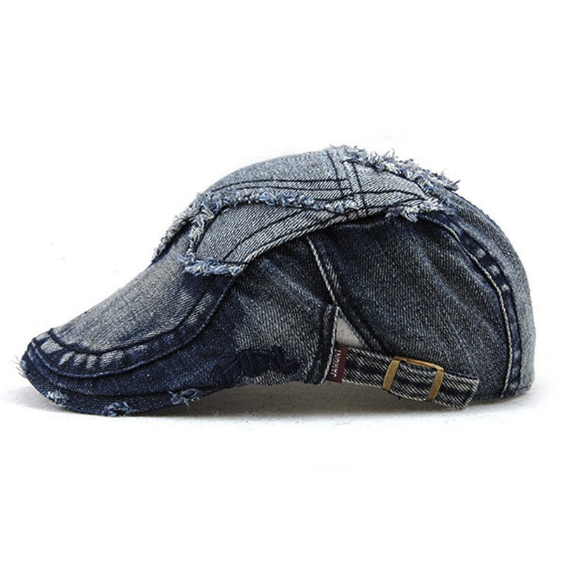 Ulykkelig denim hat mænd retro nyhedsdreng kasket irsk sommer efterår vedbend hatte mandlige afslappet flade hætter