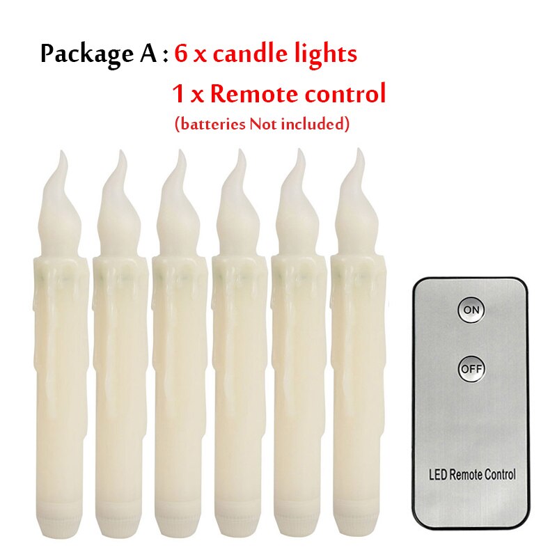 12 stk/parti led koniske lys lys fjernkontroll led telys for hjemme julefest bryllup romantisk middag dekorasjon: Pakke a