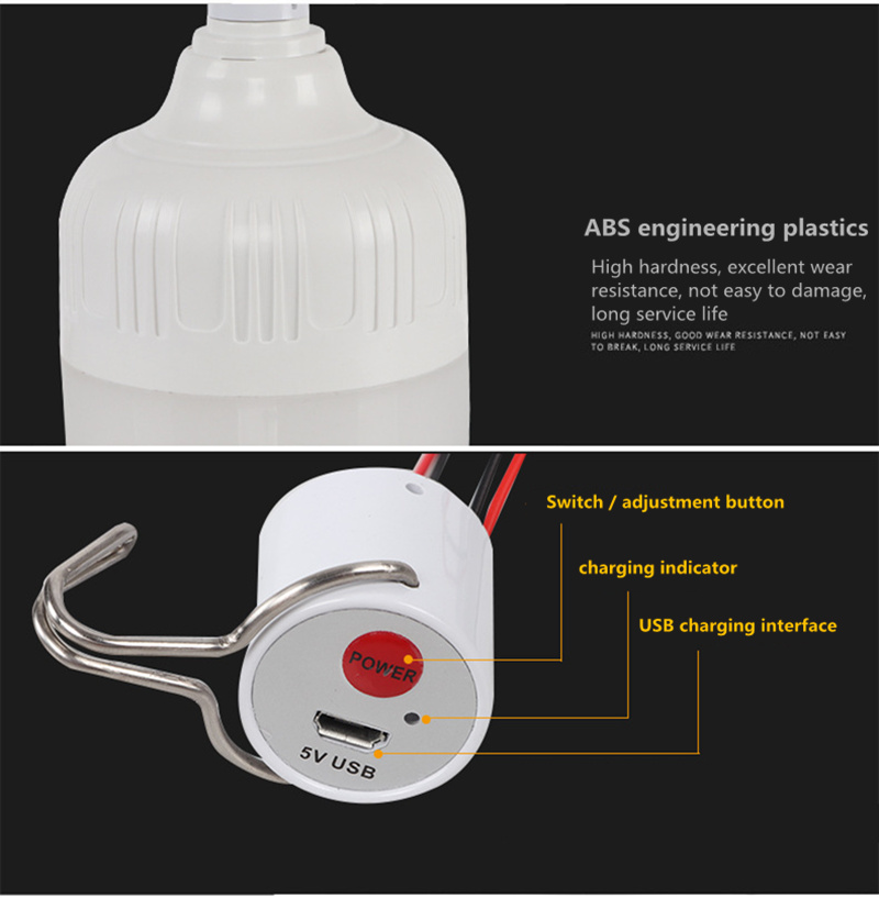 LED Emergency Light Bulb DC5V 50W 40W 30W 20W Rechargeable Battery Lighting Lamp Intelligent Magical Bombillas Outdoor Camping