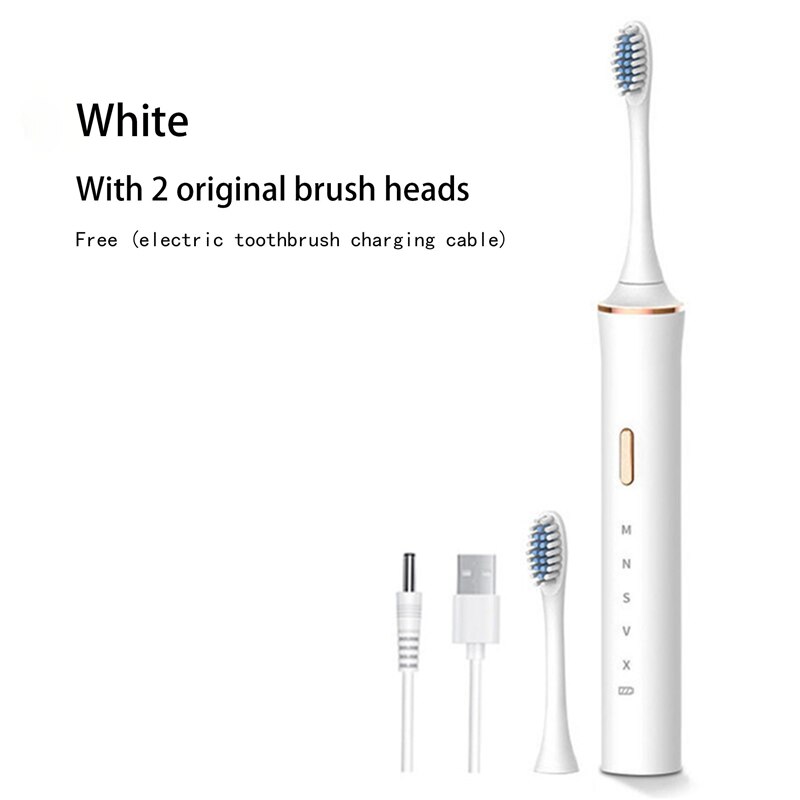 Electric toothbrush for adults with soft bristles automatic toothbrush, rechargeable USB ultrasonic steam toothbrush: White