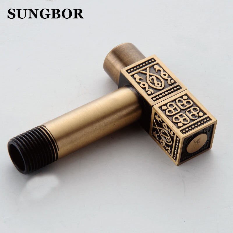 Top Antique Brass Bathroom Laundry Wall Mount Washing Machine Water Faucet Tap Stop Valve Outdoor Garden Faucet Tap