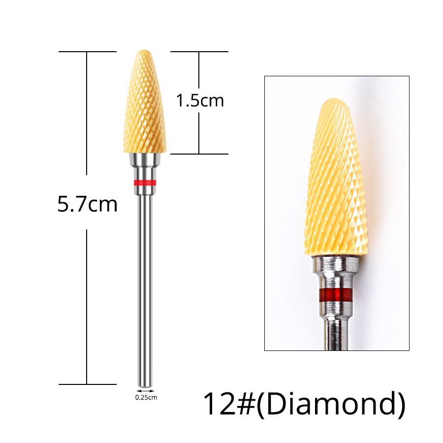 Alileader Ceramic Diamond Nail Drill Bits Set For Drill Machine Manicure Pedicure Acrylic Nail Polishing: 12