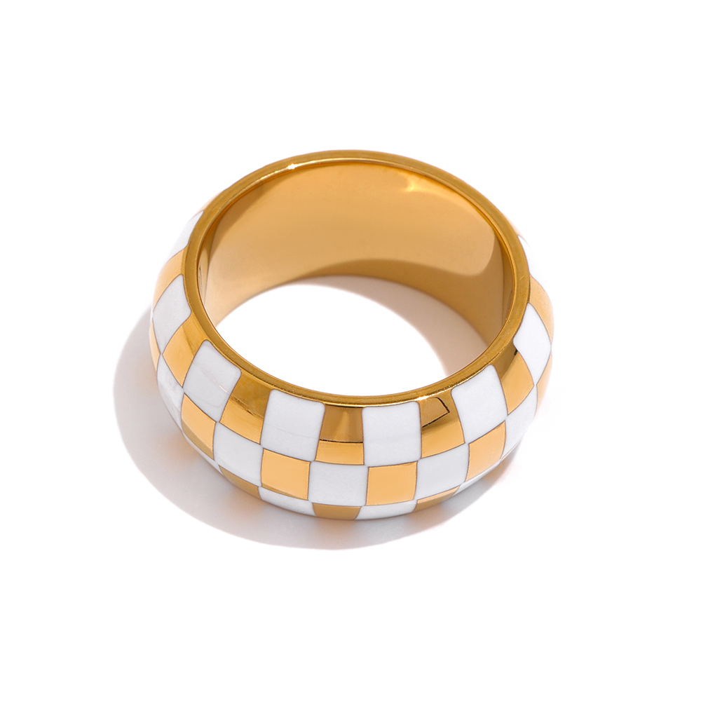 Yhpup emalje ternet rund ring 316l rustfrit stål metal charm fingerring til kvinder smykker bague acier inoxidable: 6