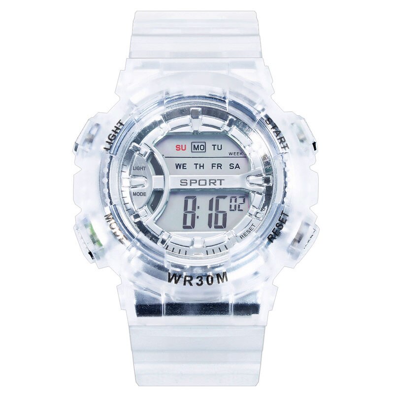 Led Horloges Digitale Horloges Sport Elektronische Horloges Zijn Waterdicht En Transparante: white