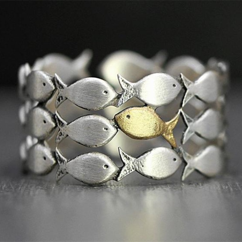 Dainty Verzilverd Dier Vis Ringen Voor Vrouwen Vrouwelijke Bruiloft Ring Mode Sieraden Cadeau Voor Haar