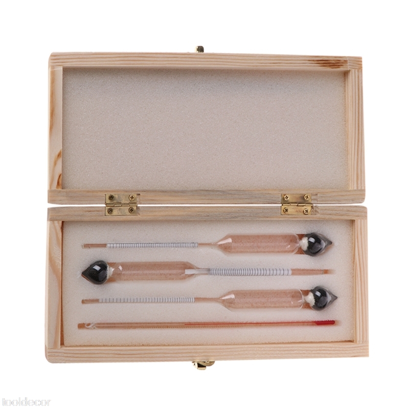 3PCS Hydrometer Alcoholmeter Set 0 tot 100% Alcohol Meter Tester + Thermometer Wijn Meter Alcohol Concentratie Meter-B119