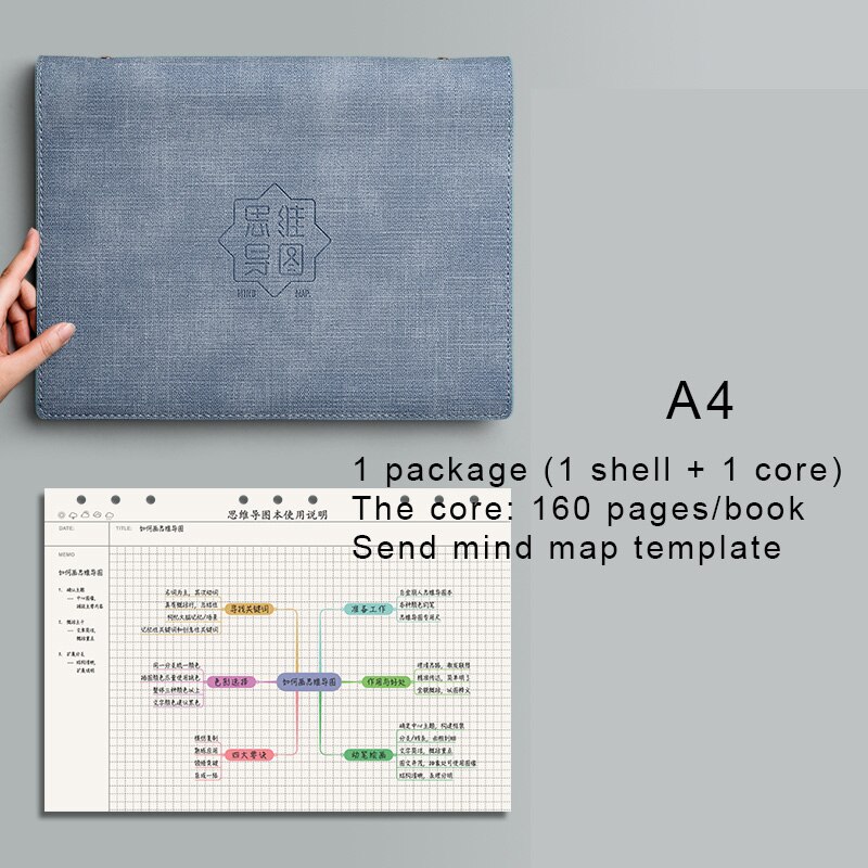 A4/B5 Mind Mapping Student Notepad Agenda Zelfdiscipline Klok-In Notebook Planner Kantoor 365 Agenda Briefpapier organizer: Light Grey