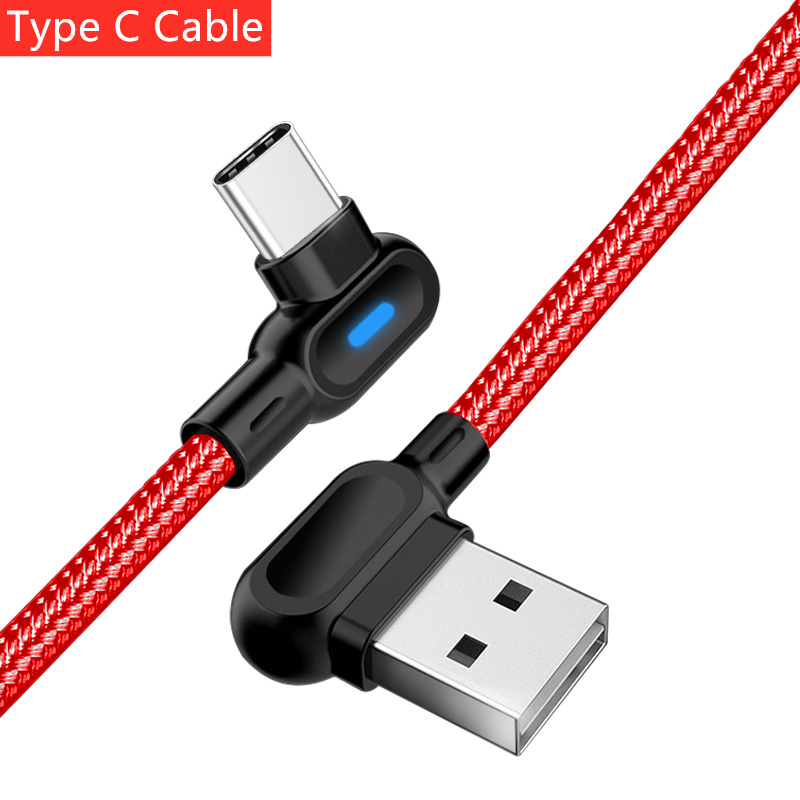 90 度高速充電マイクロ Usb タイプ C ケーブル S8 S9 Microusb 変換ケーブル Xiaomi 4 4X USB-C ケーブル P20 P30: Red Type-C / 2m